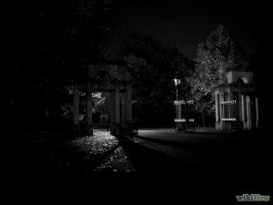 strada deserta di notte.