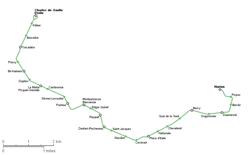 cartina della linea sei metropolitana di parigi