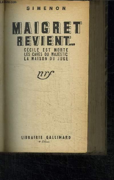 frontespizio del libro maigret ritorna edizione gallimard 1942